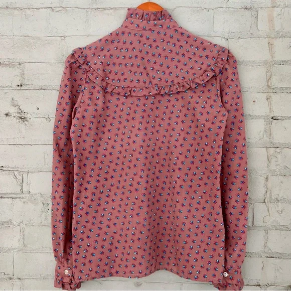 Vintage Floral Ruffle Peasant Blouse - Pink Calico - Picture 8 of 8